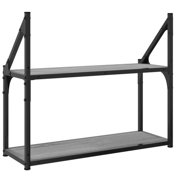 vidaXL vægreol m. 2 hylder 60x21x51 cm konstrueret træ grå sonoma-eg