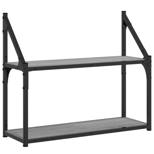 vidaXL vægreol m. 2 hylder 60x21x51 cm konstrueret træ grå sonoma-eg