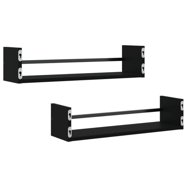 vidaXL Seinähyllyt tangoilla 2 kpl musta 60x16x14 cm