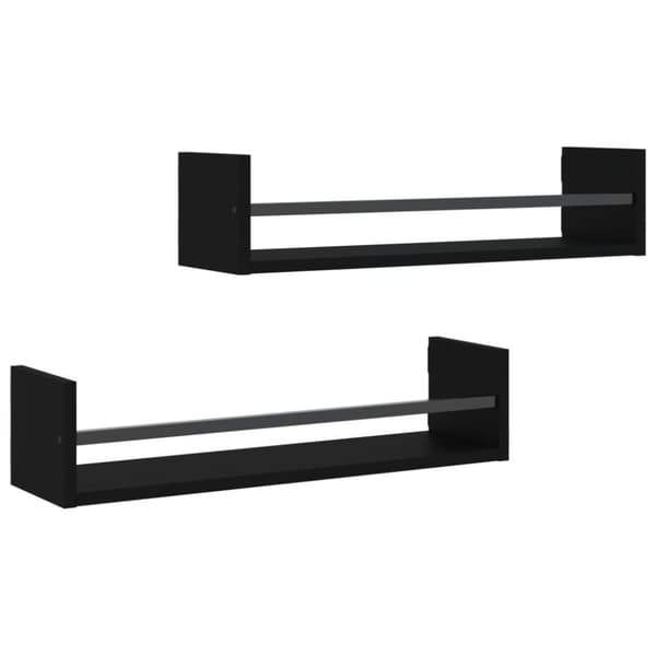 vidaXL Seinähyllyt tangoilla 2 kpl musta 60x16x14 cm
