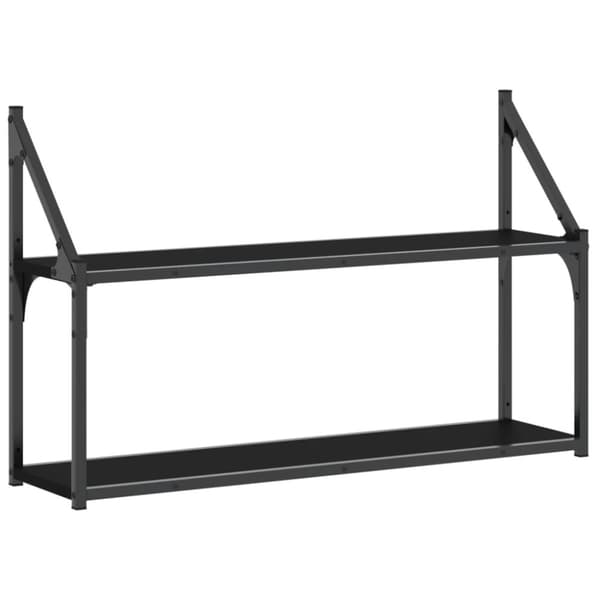 vidaXL Vägghylla 2 hyllor svart 80x21x51 cm konstruerat trä