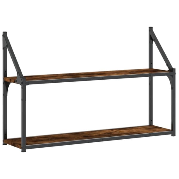 vidaXL Vägghylla 2 hyllor rökfärgad ek 80x21x51 cm konstruerat trä