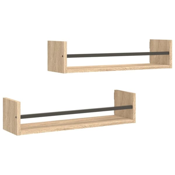 vidaXL Vegghyller med stenger 2 stk sonoma eik 60x16x14 cm