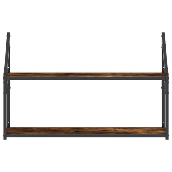 vidaXL vægreol med 2 hylder 80x21x51 cm konstrueret træ røgfarvet eg