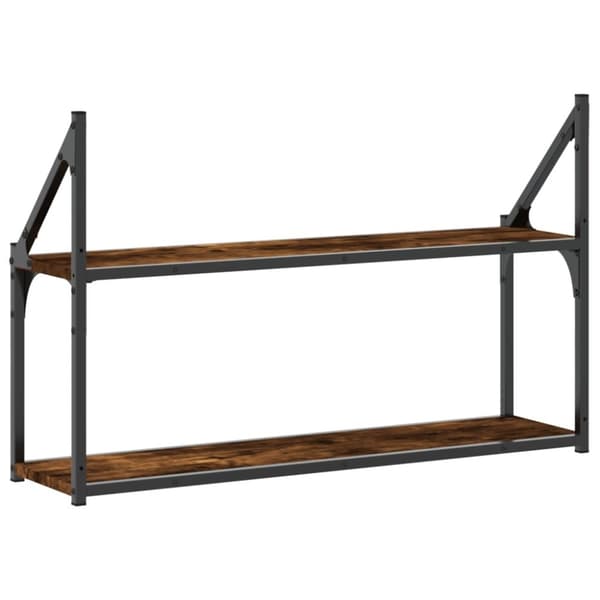 vidaXL vægreol med 2 hylder 80x21x51 cm konstrueret træ røgfarvet eg
