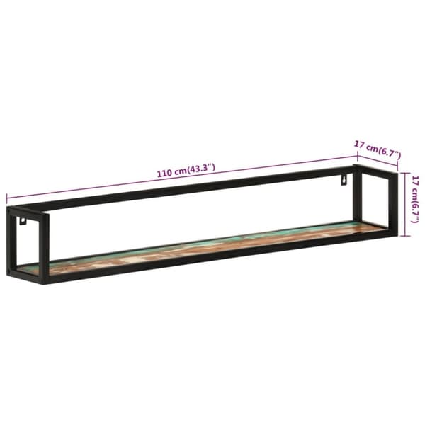vidaXL Vegghyller 2 stk 110x17x17 cm gjenvunnet heltre og jern