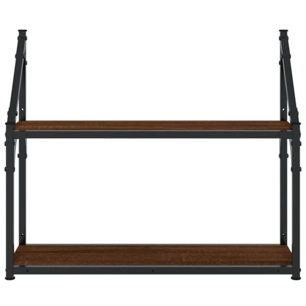 vidaXL Vägghylla 2 hyllor brun ek 60x21x51 cm konstruerat trä