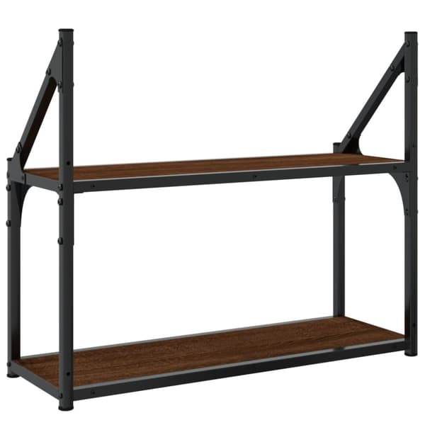 vidaXL Vägghylla 2 hyllor brun ek 60x21x51 cm konstruerat trä