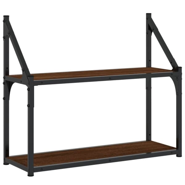 vidaXL Vägghylla 2 hyllor brun ek 60x21x51 cm konstruerat trä