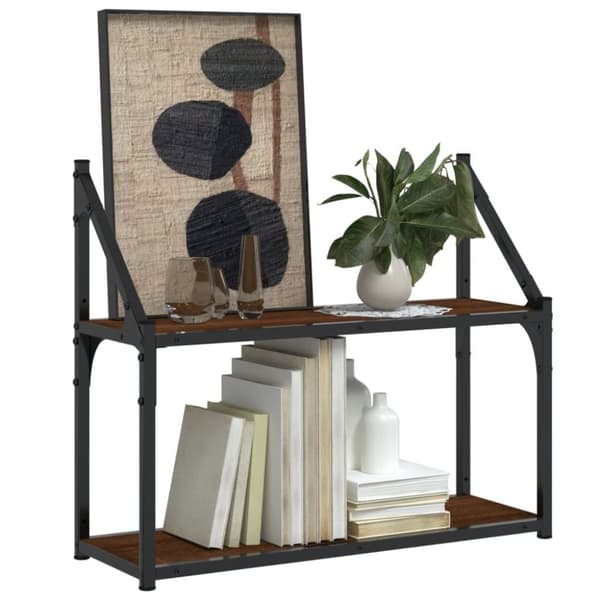 vidaXL vægreol med 2 hylder 60x21x51 cm konstrueret træ brunt egetræ
