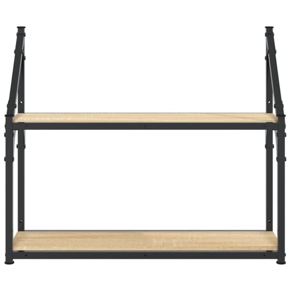 vidaXL vægreol med 2 hylder 60x21x51 cm konstrueret træ sonoma-eg