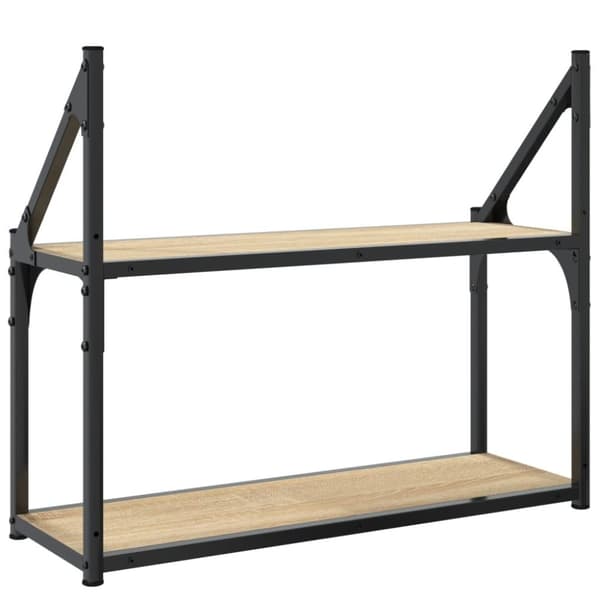 vidaXL vægreol med 2 hylder 60x21x51 cm konstrueret træ sonoma-eg