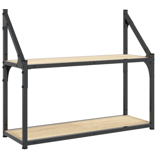 vidaXL vægreol med 2 hylder 60x21x51 cm konstrueret træ sonoma-eg