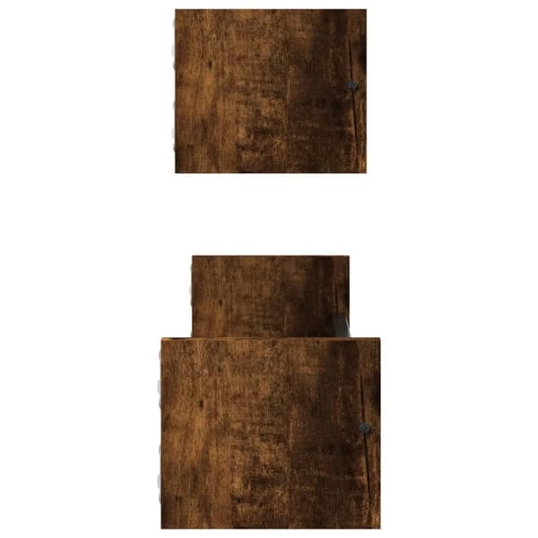 vidaXL Vägghyllor med stänger 2 st rökfärgad ek 60x16x14 cm