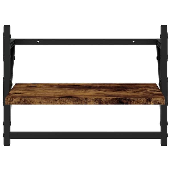 vidaXL Vägghyllor med stänger 2 st rökfärgad ek 40x25x30 cm