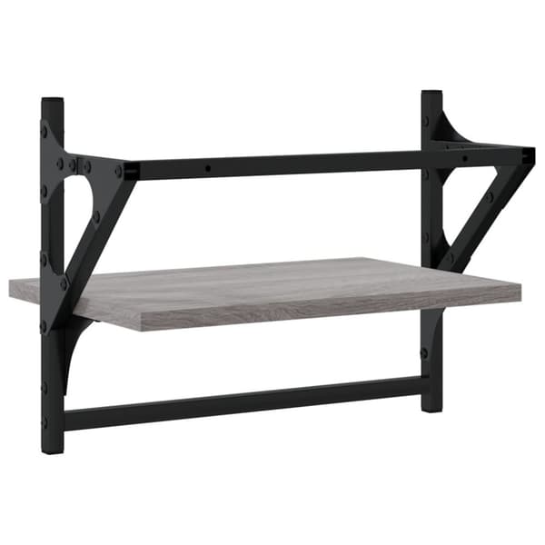 vidaXL Vägghyllor med stänger 2 st grå sonoma 40x25x30 cm