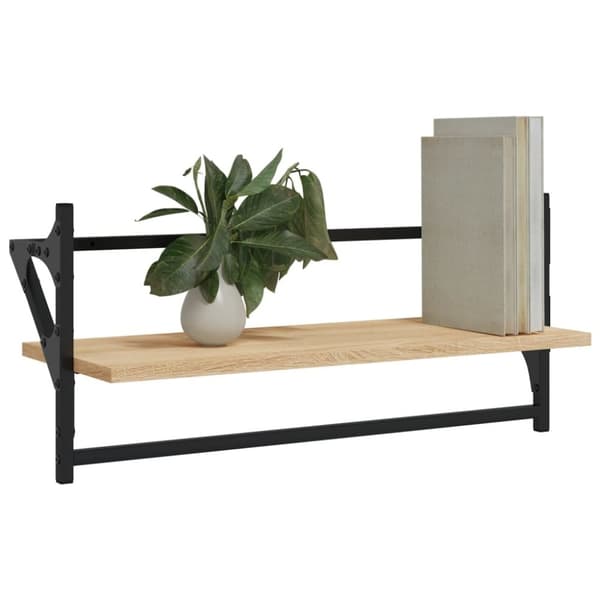 vidaXL Vägghyllor med stänger 2 st sonoma-ek 65x25x30 cm