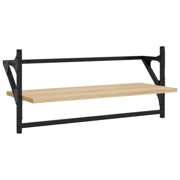 vidaXL Vägghyllor med stänger 2 st sonoma-ek 65x25x30 cm