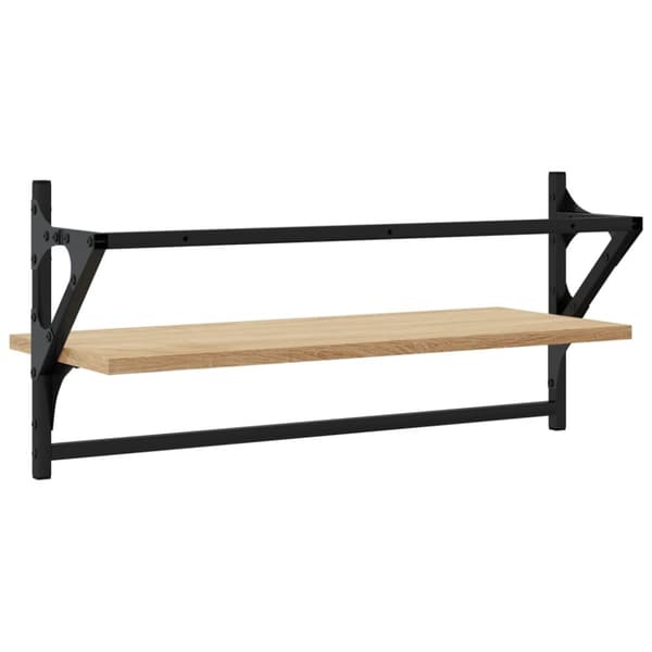vidaXL Vägghyllor med stänger 2 st sonoma-ek 65x25x30 cm