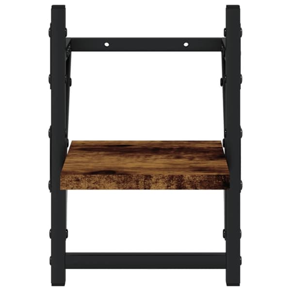 vidaXL Vägghyllor med stänger 2 st rökfärgad ek 20x25x30 cm