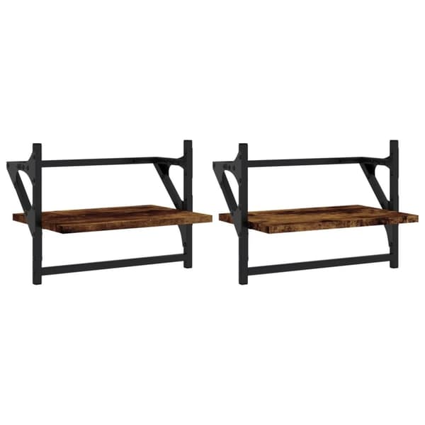 vidaXL væghylder med stænger 2 stk. 40x25x30 cm røget egetræsfarve