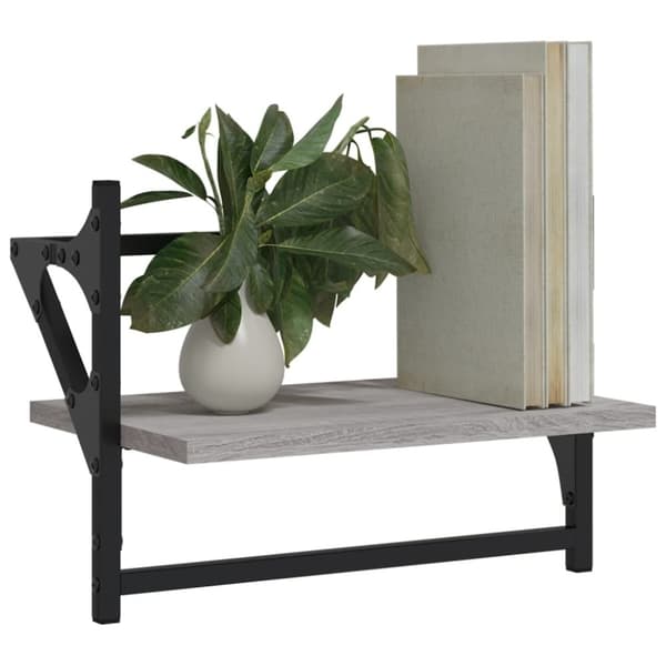 vidaXL væghylder med stænger 2 stk. 40x25x30 cm grå sonoma-eg