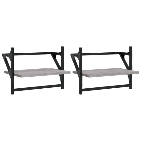 vidaXL væghylder med stænger 2 stk. 40x25x30 cm grå sonoma-eg
