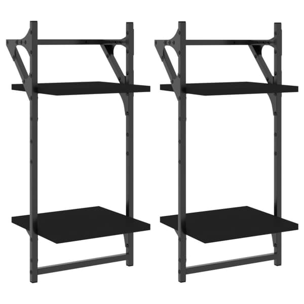 vidaXL væghylder med stænger 2 stk. 30x25x65 cm sort
