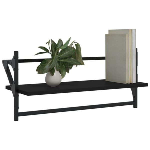 vidaXL Seinähyllyt tangoilla 2 kpl musta 65x25x30 cm