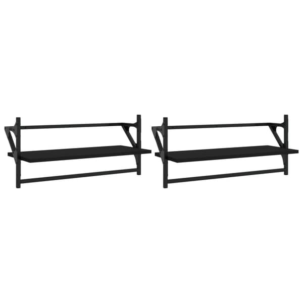 vidaXL Seinähyllyt tangoilla 2 kpl musta 65x25x30 cm