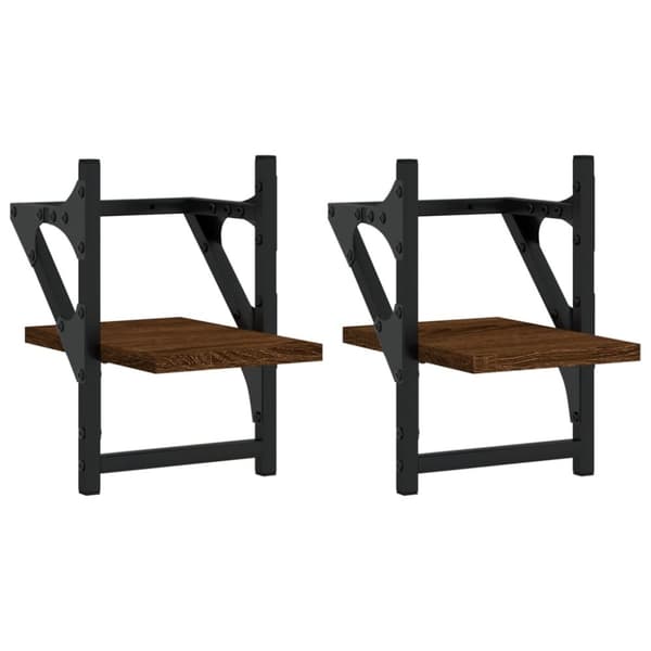 vidaXL væghylder med stænger 2 stk. 20x25x30 cm brun egetræsfarve