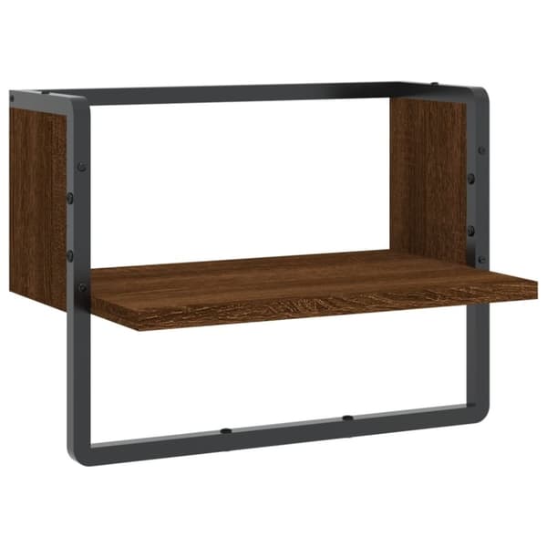 vidaXL væghylde med stang 40x25x30 cm brun egetræsfarve