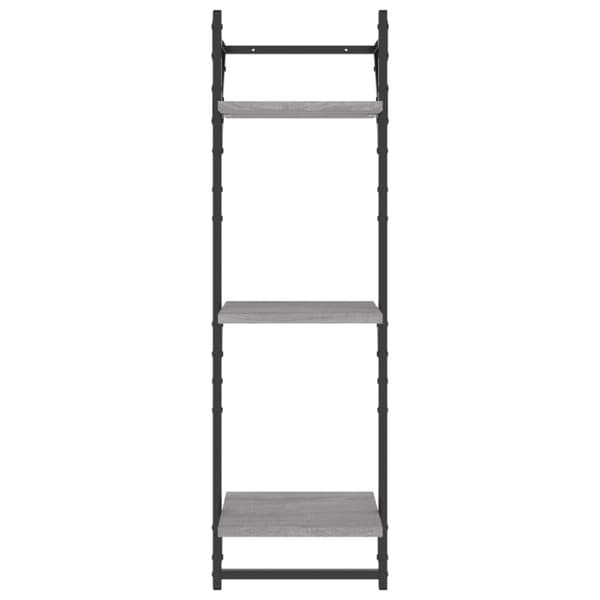 vidaXL væghylder 2 stk. m. stænger og 3 hylder 30x25x65 cm grå sonoma