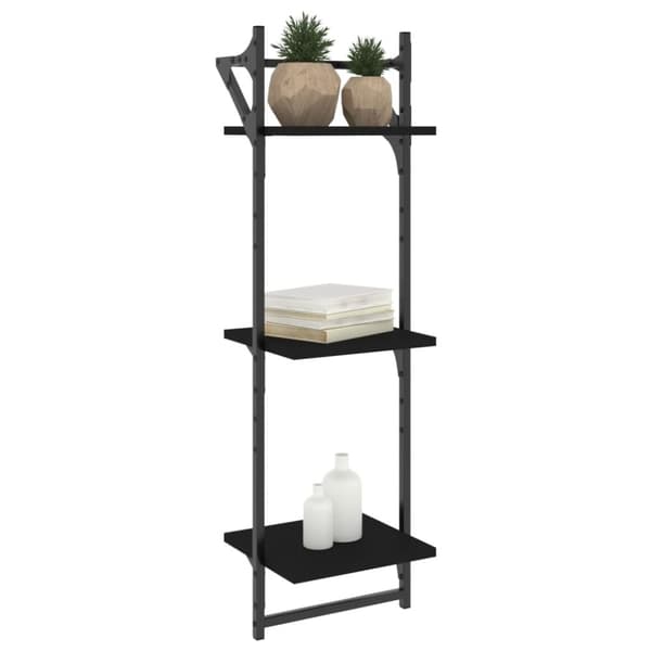 vidaXL væghylder 2 stk. med stænger og 3 hylder 30x25x100 cm sort