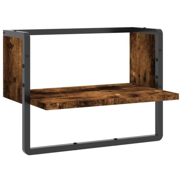 vidaXL væghylde med stang 40x25x30 cm røget egetræsfarve