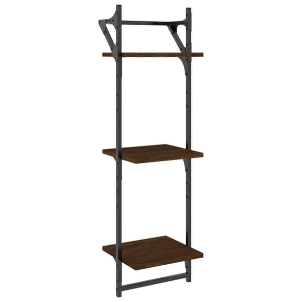 vidaXL væghylder 2 stk. med stænger og 3 hylder 30x25x100 cm brunt eg
