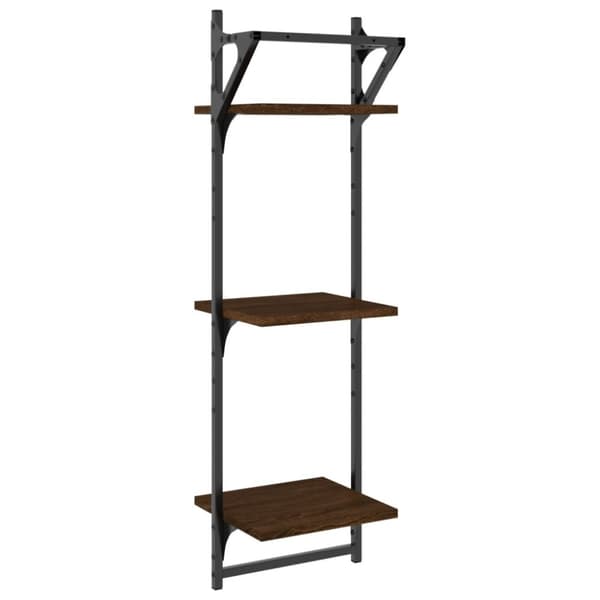 vidaXL væghylder 2 stk. med stænger og 3 hylder 30x25x100 cm brunt eg