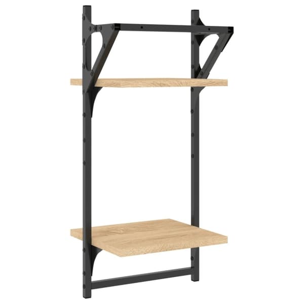 vidaXL Vägghyllor 2-plan med stänger 2 st sonoma-ek 30x25x65 cm