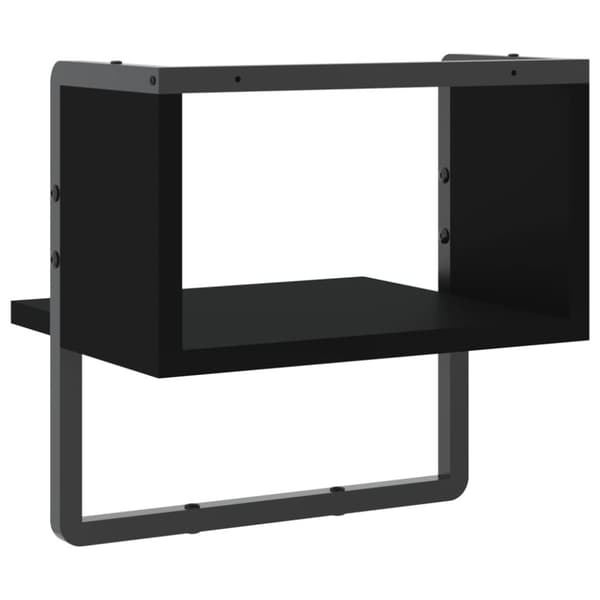 vidaXL Vägghylla med stång svart 30x25x30 cm