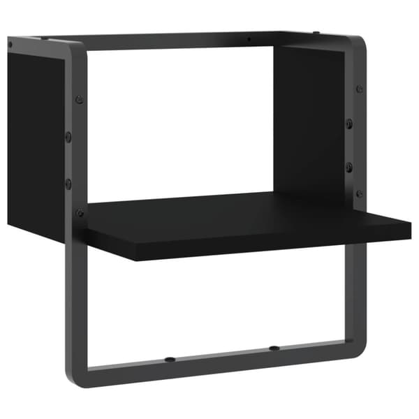 vidaXL Vägghylla med stång svart 30x25x30 cm