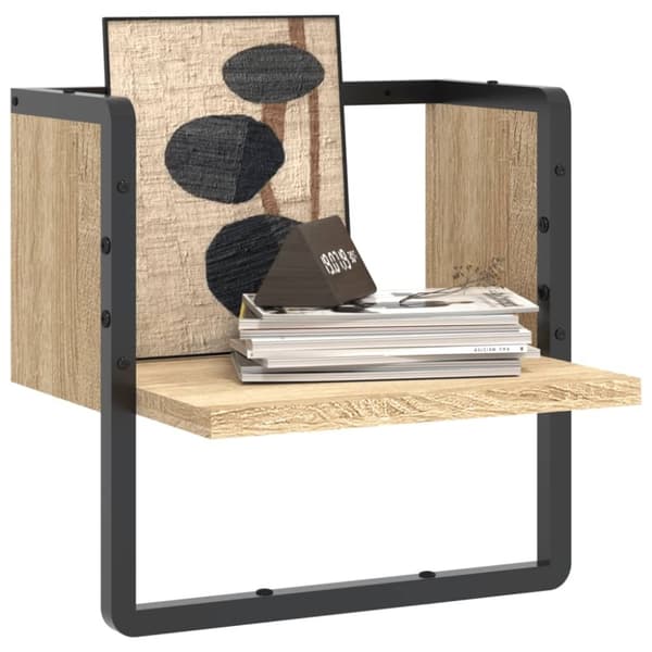vidaXL Vägghylla med stång sonoma-ek 30x25x30 cm