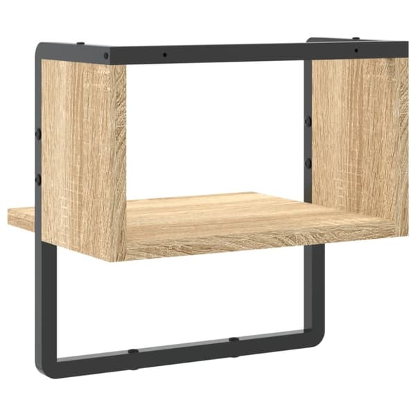 vidaXL Vägghylla med stång sonoma-ek 30x25x30 cm
