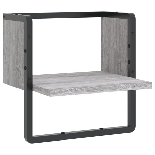vidaXL Vägghylla med stänger grå sonoma 30x25x30 cm