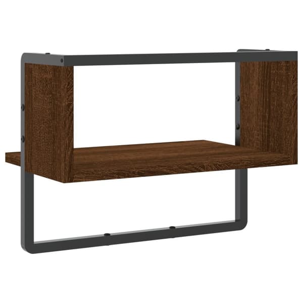 vidaXL Vägghylla med stång brun ek 40x25x30 cm