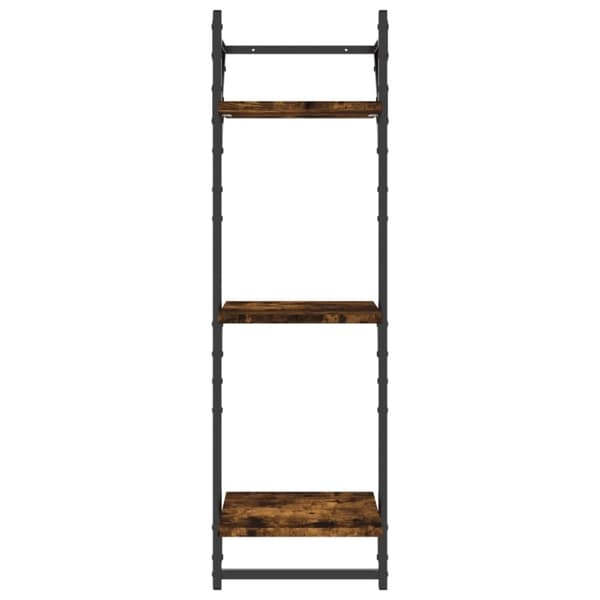 vidaXL Vägghyllor 3-plan med stänger 2 st rökfärgad ek 30x25x100 cm