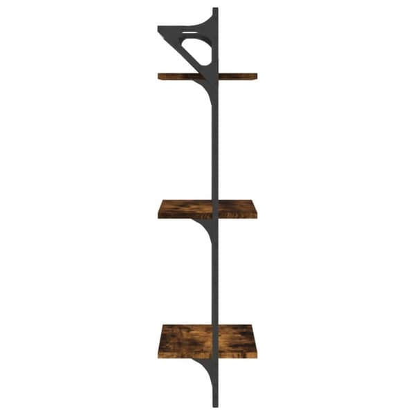 vidaXL Vägghyllor 3-plan med stänger 2 st rökfärgad ek 30x25x100 cm