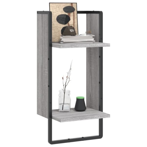 vidaXL væghylde med stang 30x25x65 cm grå sonoma-eg