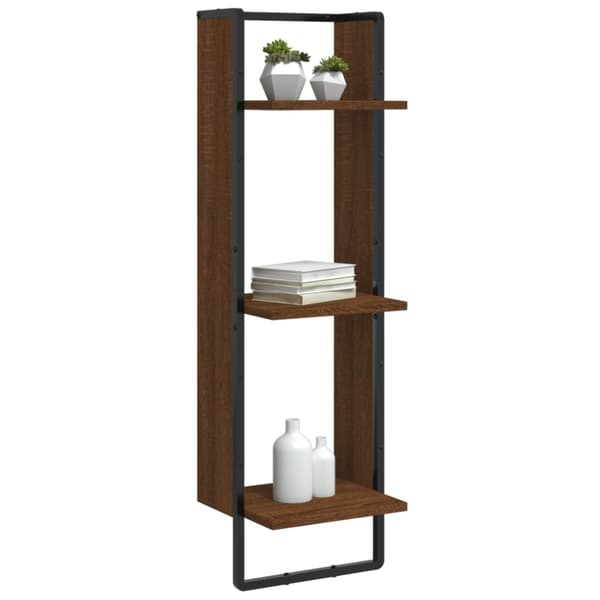 vidaXL vægreol med 3 hylder 30x25x100 cm konstrueret træ brunt eg