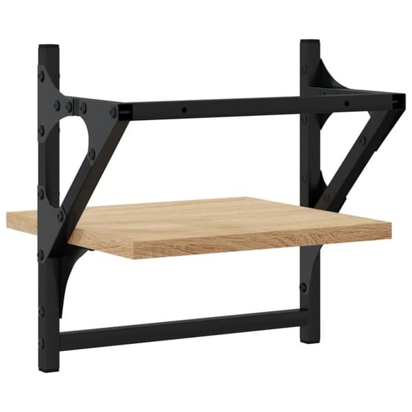 vidaXL Vägghyllor med stänger 2 st sonoma-ek 30x25x30 cm