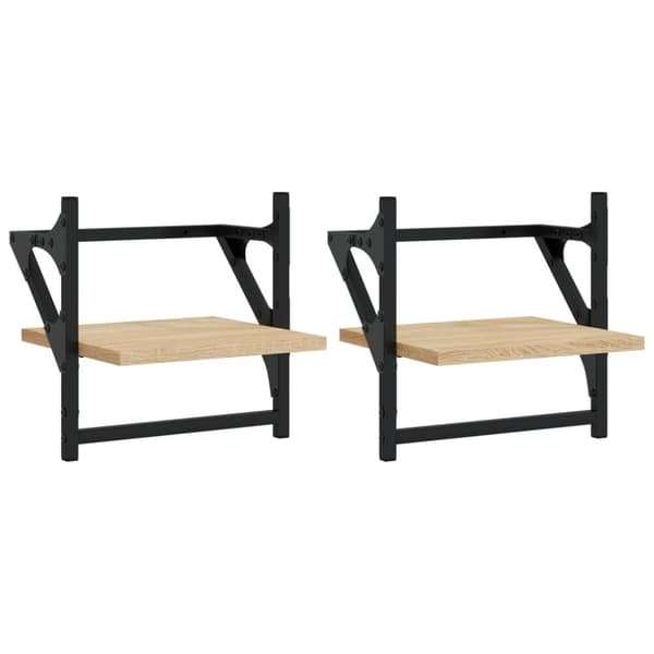 vidaXL Vägghyllor med stänger 2 st sonoma-ek 30x25x30 cm